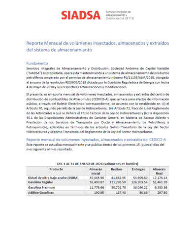 Reporte Mensual de Volumenes Jan 2026