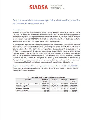 12 Reporte Mensual de volúmenes Abr